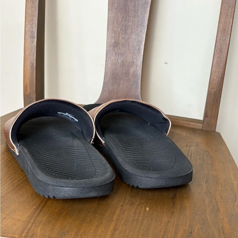 Nike Black and Copper Slide Sandals Size 10